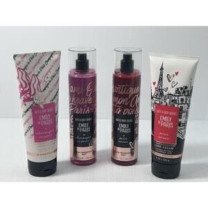 4, Bath & Body Works Paris Amor & Champagne Emily In Paris Mist, Cream Set